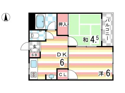 マツヤパークマンション(2DK/3階)の間取り写真