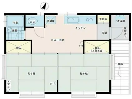 峯岸アパート(2K/2階)の間取り写真