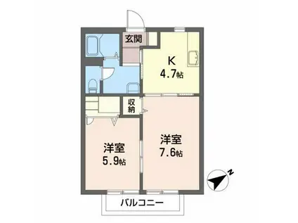 アクティオ(2K/2階)の間取り写真