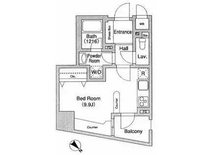 プライムアーバン中目黒II(ワンルーム/4階)の間取り写真