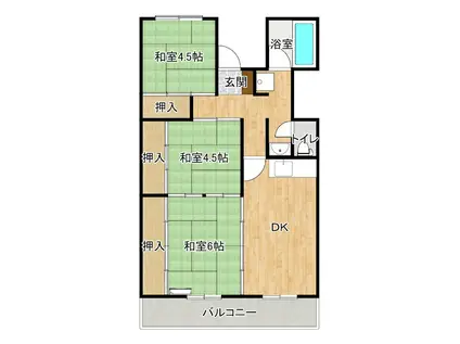 出雲グリーンマンション(3LDK/3階)の間取り写真