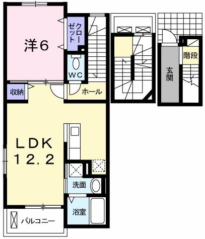 オルテンシアIII(1LDK/3階)の間取り写真