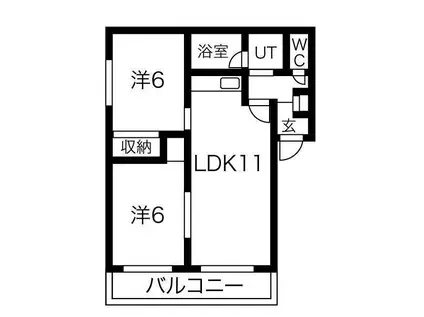 グランベルサ(2LDK/4階)の間取り写真