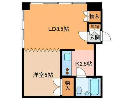 清水ビル(1LDK/5階)の間取り写真