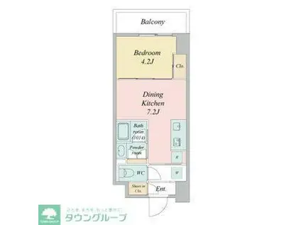 ブランシエスタ金山北(1DK/15階)の間取り写真