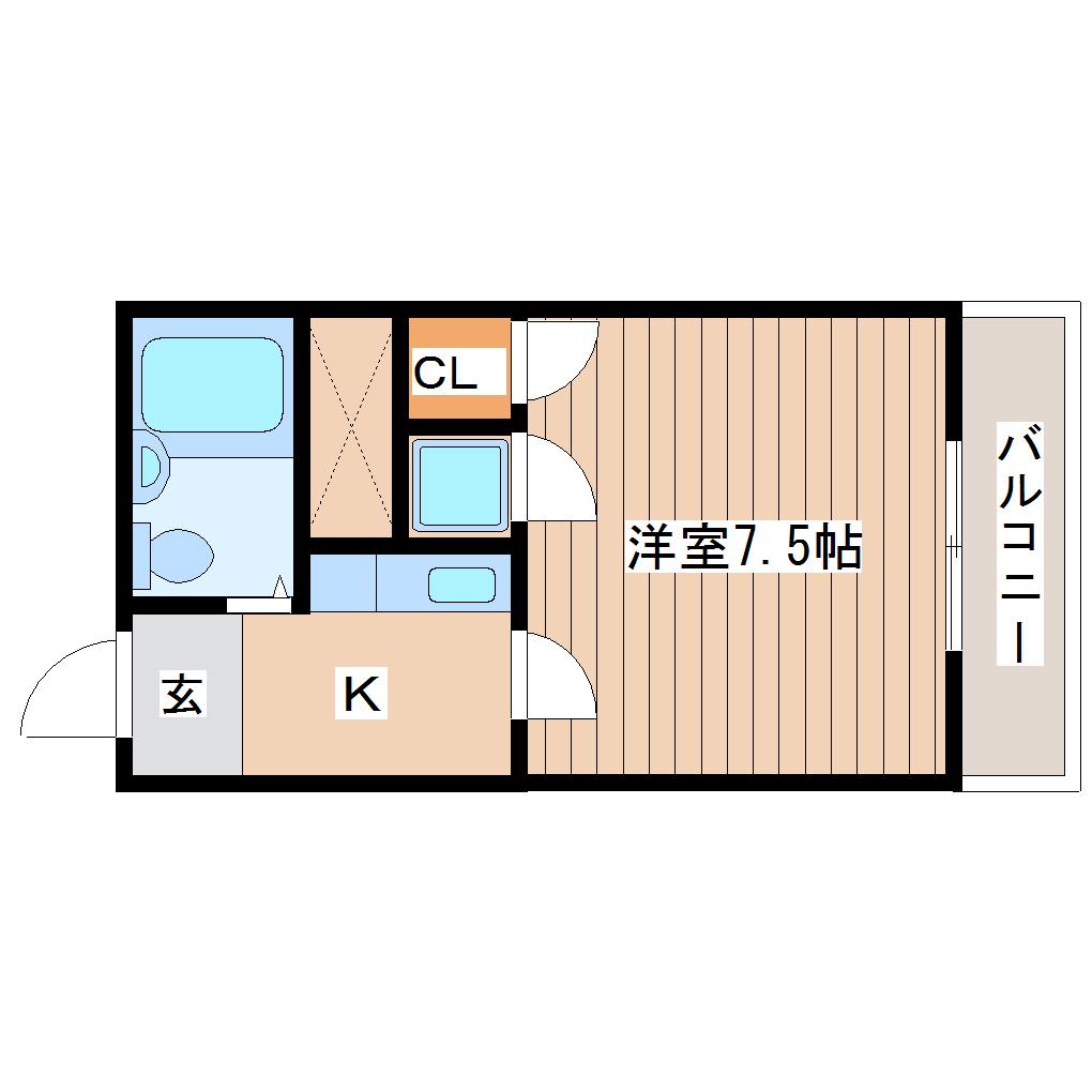 サンシティ荒町(1K/2階)の間取り写真