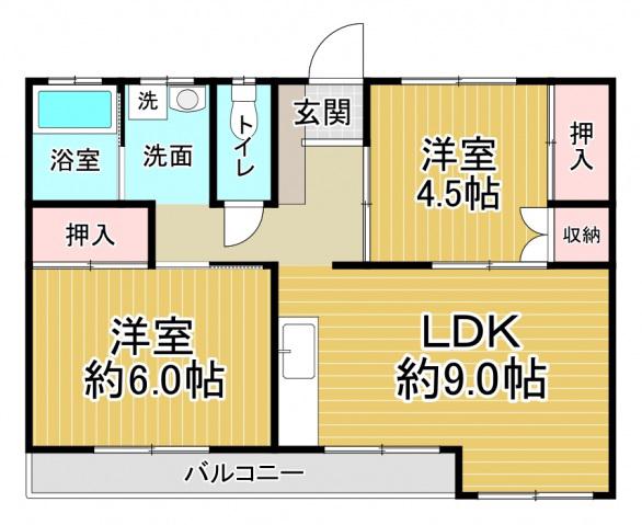 第1今井ビル(2DK/3階)の間取り写真