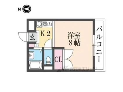 リヴィエール2号館(1K/2階)の間取り写真