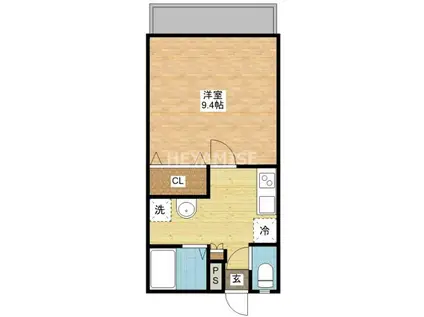 パークサイド筑後(1K/2階)の間取り写真