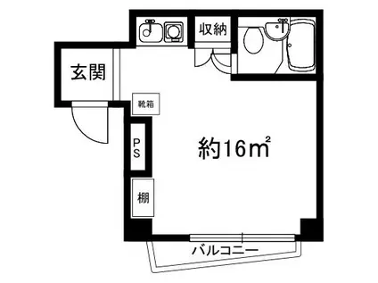 ジュネス六甲道(ワンルーム/4階)の間取り写真