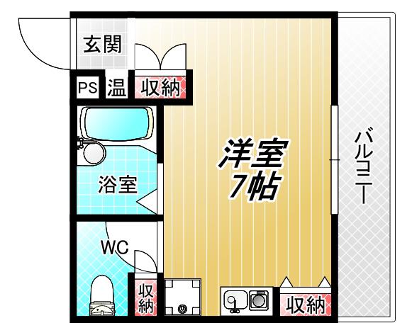 タイムハイツ布施(ワンルーム/4階)の間取り写真