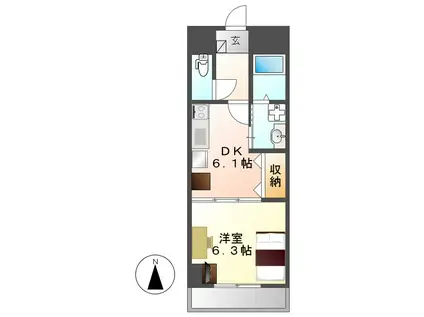 M-STAGEAOI(1DK/6階)の間取り写真