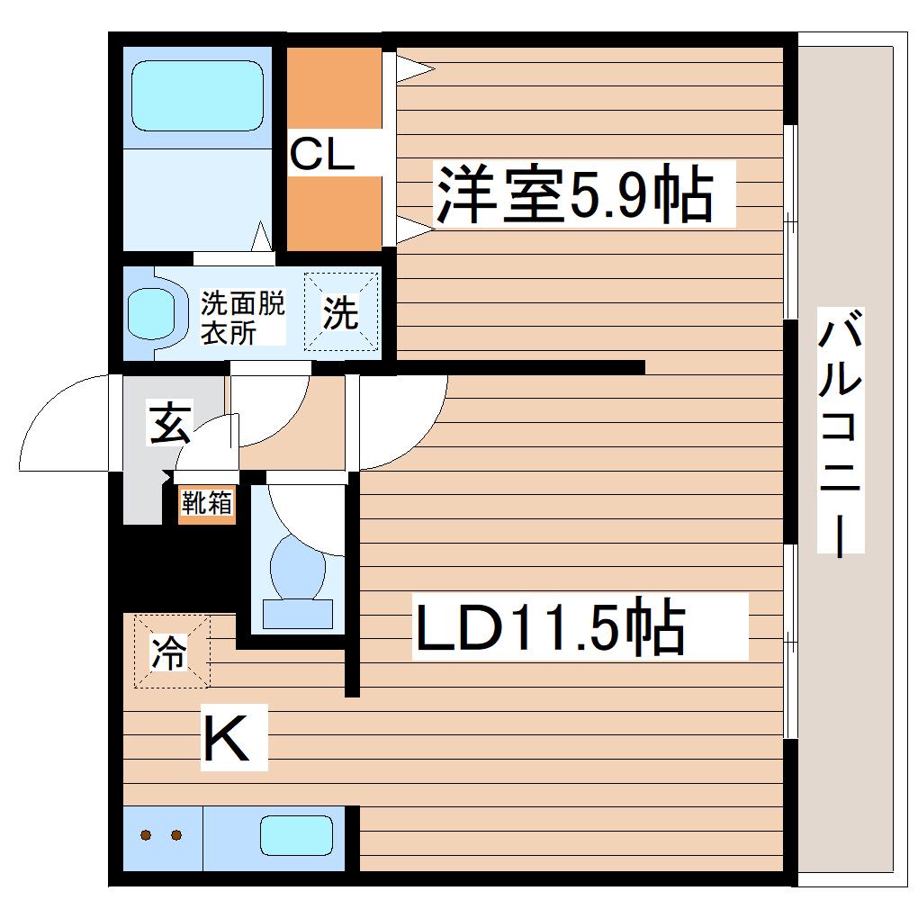 フェリチタ愛子I(1LDK/1階)の間取り写真