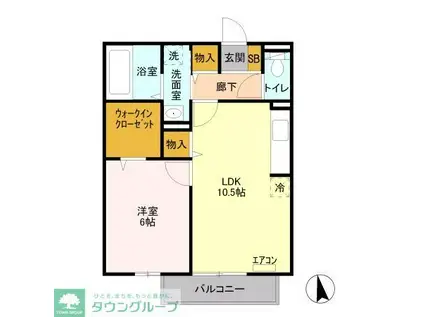 ヴィルヌーブ(1LDK/2階)の間取り写真