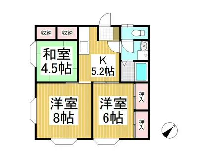 ホワイトレジデンスM2(3DK/2階)の間取り写真