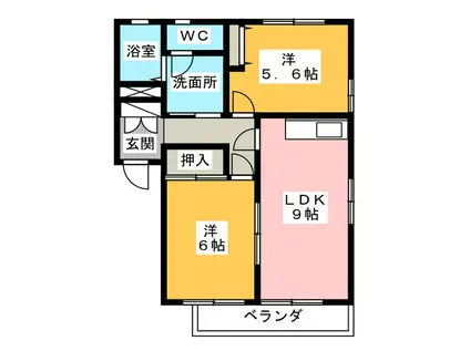 KS壱番館 弐番館(2LDK/1階)の間取り写真