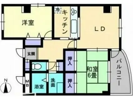 レイクウエストII(2LDK/6階)の間取り写真