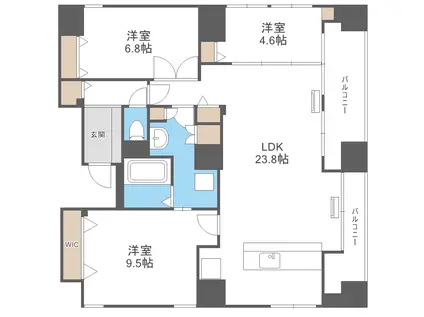 ビッグタワー大通公園(3LDK/25階)の間取り写真