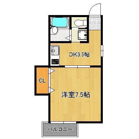 PLUM ONE(1K/2階)の間取り写真