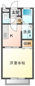 ジェルメ南蔵王B(1K/1階)の間取り写真