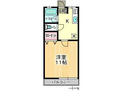 コーポ赤松(1K/1階)の間取り写真