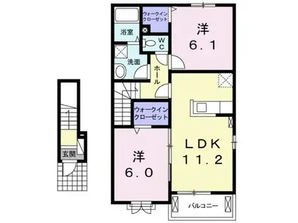 フェリーチェA(2LDK/2階)の間取り写真