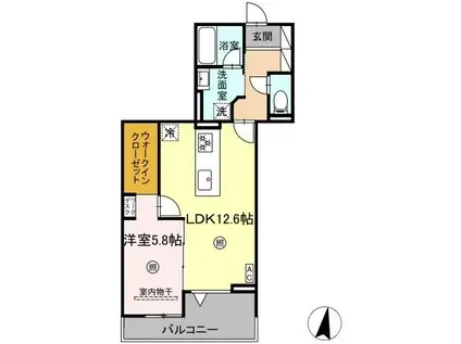 グランフォース(1LDK/2階)の間取り写真