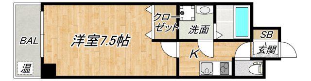 クレアートヨーロッパアベニューCITY LIFE(1K/7階)の間取り写真