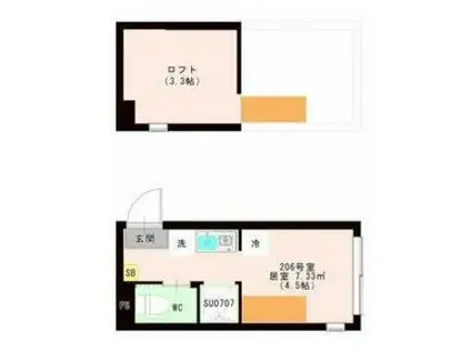 OTAS 代田橋(ワンルーム/2階)の間取り写真