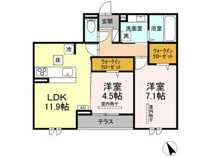 メゾン・ロワール(2LDK/2階)の間取り写真