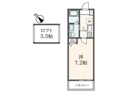 ラ・シャンス旭町(1K/1階)の間取り写真