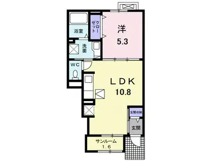 メンリッヒェン・ウッド(1LDK/1階)の間取り写真