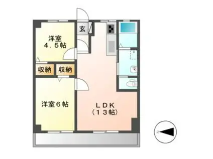 組坂ビル8(2LDK/6階)の間取り写真