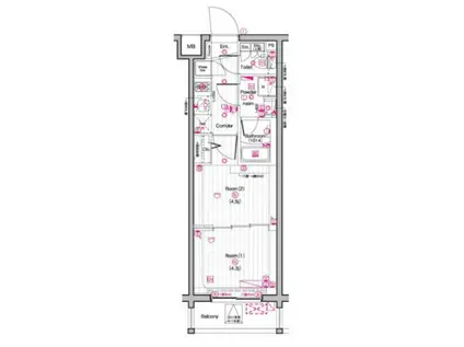 ザプレミアムキューブG東中野(1DK/4階)の間取り写真