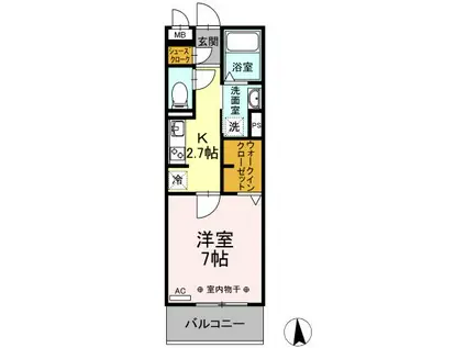 メゾンドアミー(1K/2階)の間取り写真