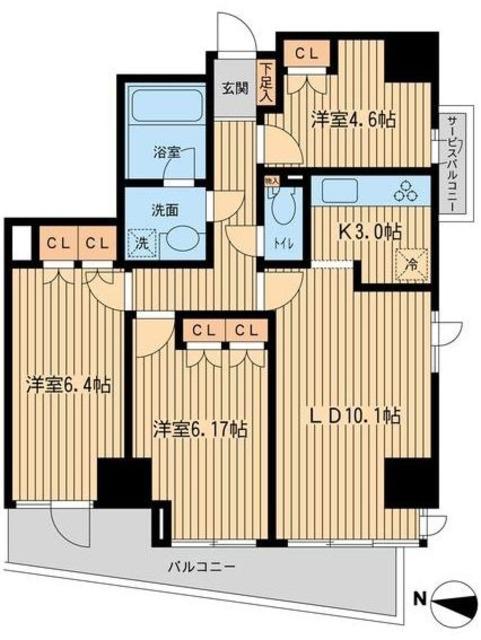 KDXレジデンス千駄木(2SLDK/3階)の間取り写真