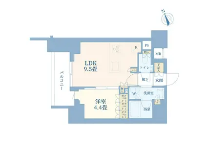 シャリエ椎名町(1LDK/4階)の間取り写真