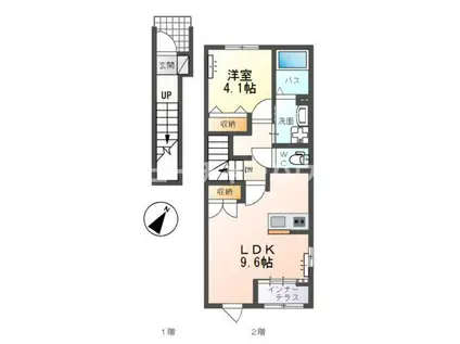 プランドール(1LDK/2階)の間取り写真