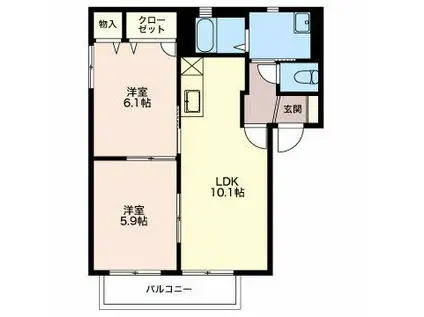 プレミールA(2LDK/2階)の間取り写真