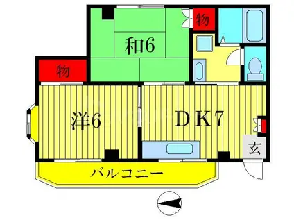 モナミソレイユ四つ木(2DK/1階)の間取り写真