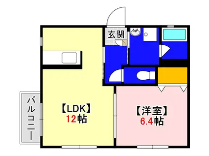 ハイマート(1LDK/2階)の間取り写真