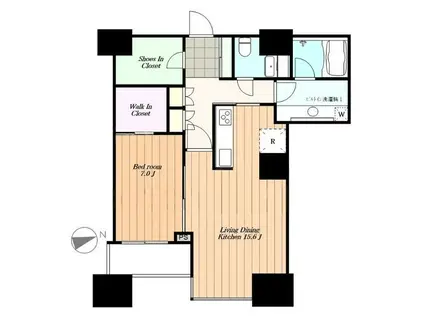 高輪・ザ・レジデンス(1SLDK/14階)の間取り写真