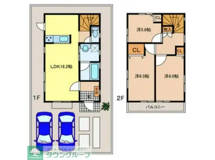 鹿手袋七丁目戸建 2区画(3LDK/1階)の間取り写真