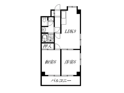 ブリーズ菊川(2LDK/3階)の間取り写真