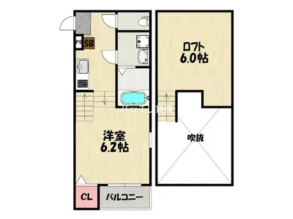 ハーモニーテラス三苫(1K/1階)の間取り写真