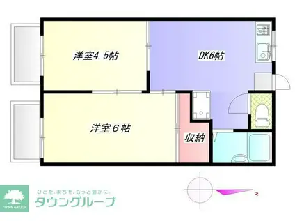 メゾン杉(2DK/2階)の間取り写真