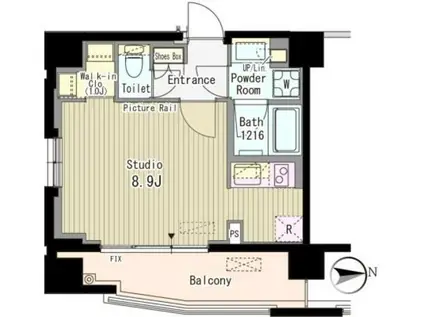 ルーエ渋谷神山町(1K/8階)の間取り写真