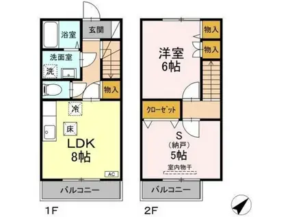 ソシアN(1SLDK/1階)の間取り写真