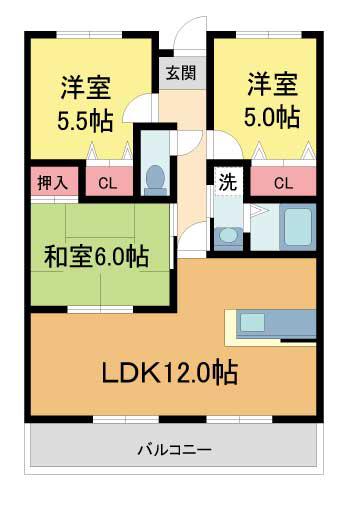 REIWA宝塚(3LDK/4階)の間取り写真