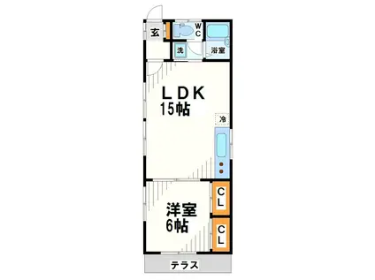内田ハイツ(1LDK/1階)の間取り写真